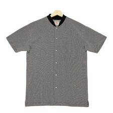 VTG Brutus Shirt Mens Large Black White Pattern Collarless Mod Ska Good Cond