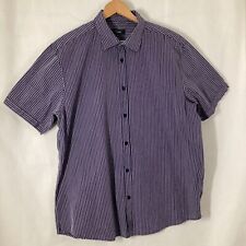 Thomas Nash Mens Black / Purple Striped Short Sleeve Shirt Size XL Sparkly 