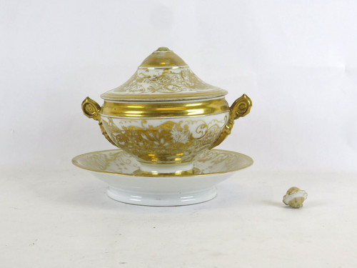 Antique golden porcelain sugar - antique,