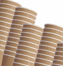 Disposable Ripple Triple walled Paper Coffee Cup Brown Cups with/without Lids
