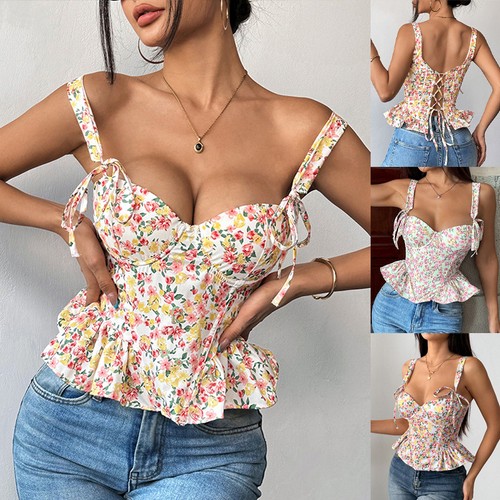 Ladies floral ruffles - ruffles, vest