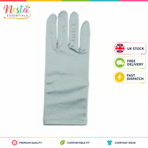 Silver satin short gloves - satin,