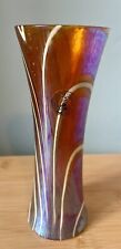 Laugharne Orange & Purple Iridescent  Studio Glass Vase.