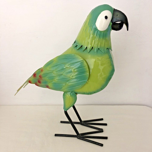 Green parrot metal decorative - green,