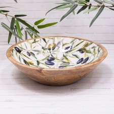 Mango wood enamelled - wood, olive
