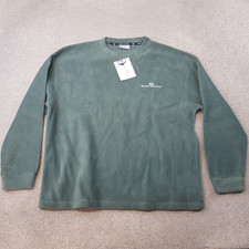 Vintage Sergio Tacchini Mens Sweatshirt XL Green Fleece Jumper Sweater Pullover