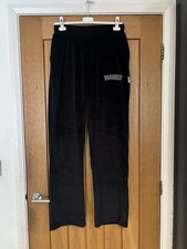 Ladies Hoodrich Black Velour Joggers/tracksuit Bottoms Size S
