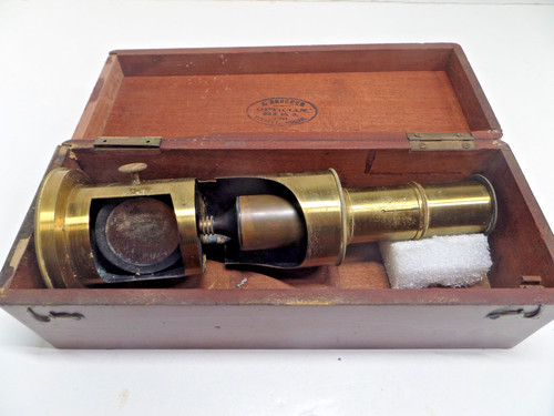 Brass optician microscope - microscope, j