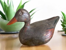 Antique French Hand-Carved Wooden Mallard Duck Decoy – Folk Art Hunting