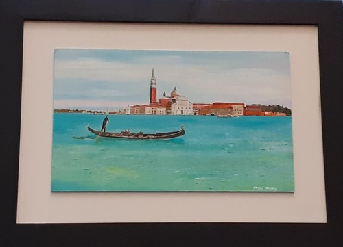 Green lagoon venice painting - green,