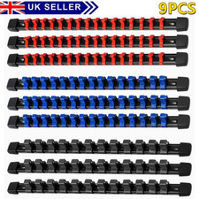9PCS Socket Rail Storage Holder Organizer Tray Set 1/2" 3/8" 1/4" Wall Mount UK
