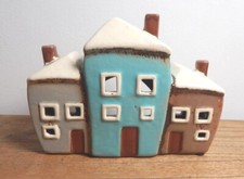 3 Cottages Village Tea light Holder Ceramic Candle Houses Ornament Home Gift