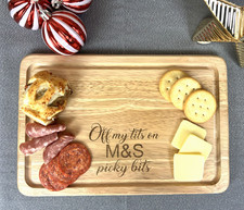 Chopping Board with Engraved Viral Slogan "Off my t*ts on M&S picky bits"