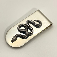 Gucci Money Clip Snake bill Silver 925 Made in Italy Auth 1227