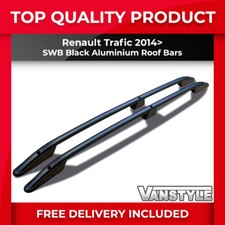 FITS RENAULT TRAFIC 2014+ SWB BLACK ALUMINIUM ROOF BARS RAILS RACK VAN NO DRILL