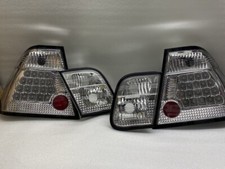 Rear Tail Lights Chrome  Crystal Clear LED Pair For BMW E46 4 Door Saloon  99-01