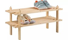 Home 2 Shelf Stackable Shoe Rack - Solid Pine