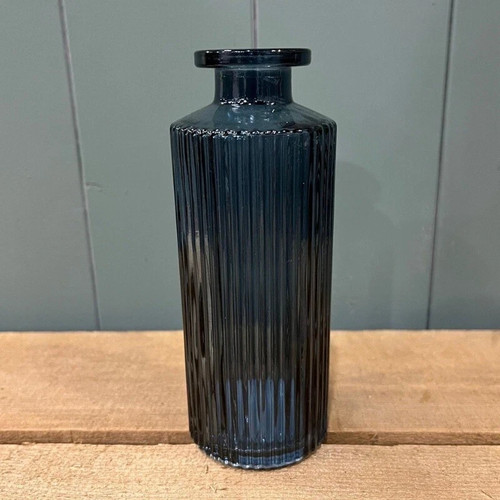 Blue glass stem bottle - blue,