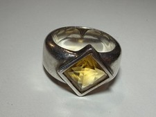 Heavy 925 Silver Citrine Ring