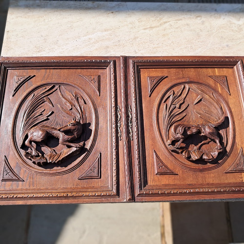 Heavily carved wood panels - carved,