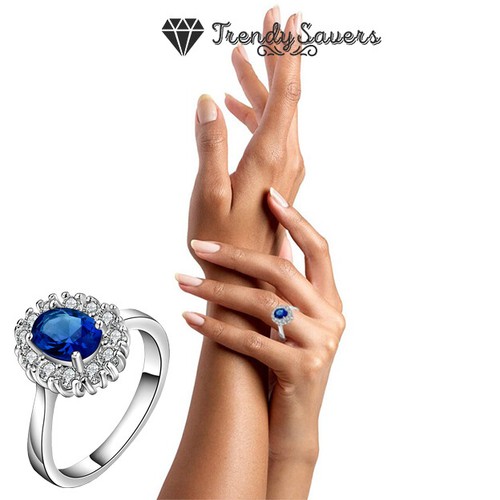 Oval created blue - created, sapphire