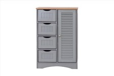 Bathroom Storage Cabinet Cupboard w/ 4 Drawers, 2 Shelves & Metal Handle -