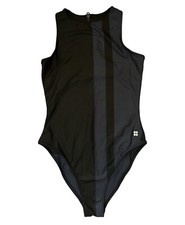 sweaty betty one piece swimsuit navy black half zipped, size XS, (SW)