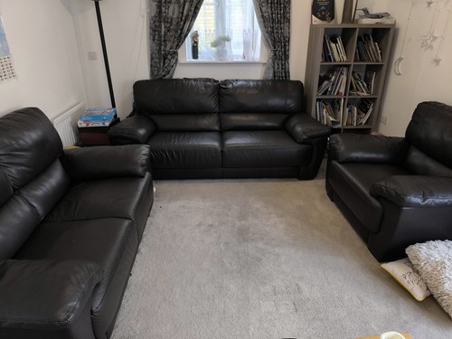 Leather sofa set piece - set, 3-piece