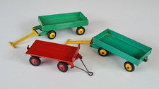 3 x Vintage Dinky 1940s 1950s diecast models - 25G Trailer + 105C Hand trucks x2