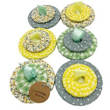 6x 6cm Fabric Covered Metal