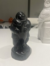 BOMA Canada Eskimo Inuit Fisherman Holding Huge Fish Figurine 6.3" Black Figure