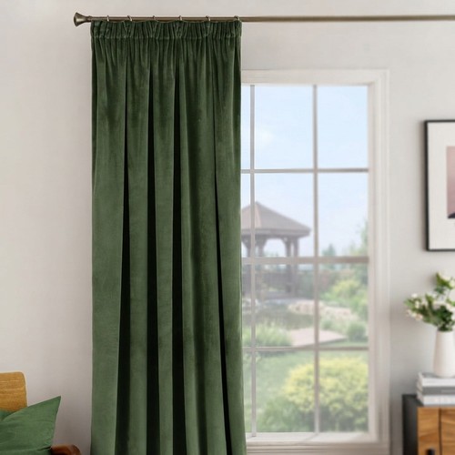 Luxurious olive green velvet - green,