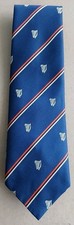 Guinness Tie. Tootal. UK. Harp Logo. Navy Blue. Red Gold Stripes. 1980s Vintage.