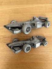 COMPULSION GALLERY GRAND PRIX RACING CARS WALL PLAQUES X2 POLISHED PEWTER RESIN