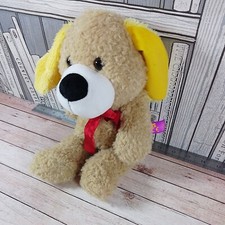 Paws Beige Fluffy Dog With Bow Soft Plush Toy 8” Whitehouse Leisure