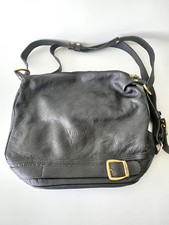 Vintage Valentina Women`s Handbag Shoulder Bag Black Leather