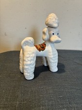 Vintage Ceramic White Poodle Shaped Cherry Brandy RYNBENDE Bottle Holland 13.5cm