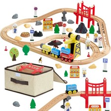 Uimoso 70PCS Wooden Train Set