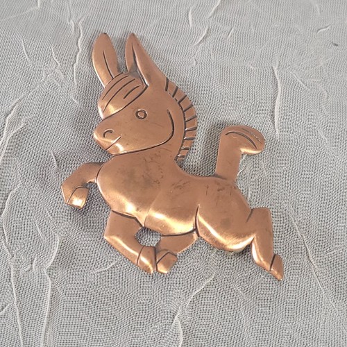 Solid copper prancing donkey - copper,