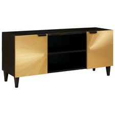 TV Cabinet Black and Gold 105 x 33 46 cm Solid mango wood vidaXL
