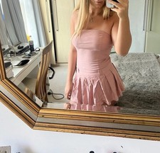 Motel Rocks Pink Bandeau Strapless Mini Dress Size M / Worn Very Good Condition