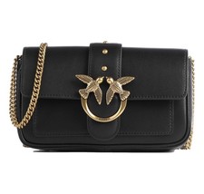 Pinko Women's Love One Pocket Vitello Silk Bag 100061 Black Color