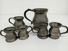 Vintage Pewter Tankards Set Half Pint LMS Hotels Collection Decor - B96
