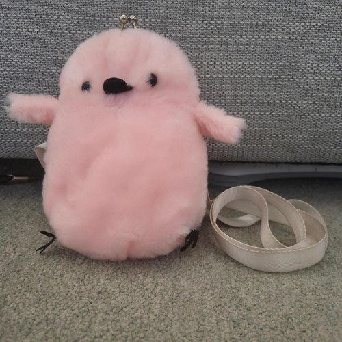 Pink fluffy penguin - , purse