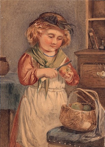 Young girl peeling apples - apples,