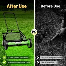 Reel Mower 20" Push Manual Lawn Mower Quiet Eco-Friendly Grass Catcher