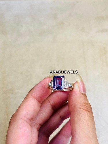 Emerald cut alexandrite ring - cut,