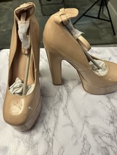 Sexy 60s Mod Nude Platform Heels Vegan Shoes Patent Mary Jane 6inch Heels