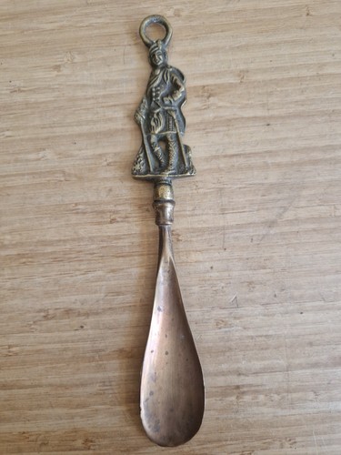 Vintage brass shoe horn - shoe, clown