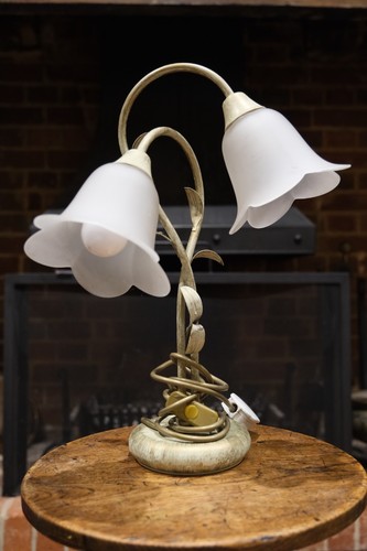 Vintage floral twin table lamp - table,